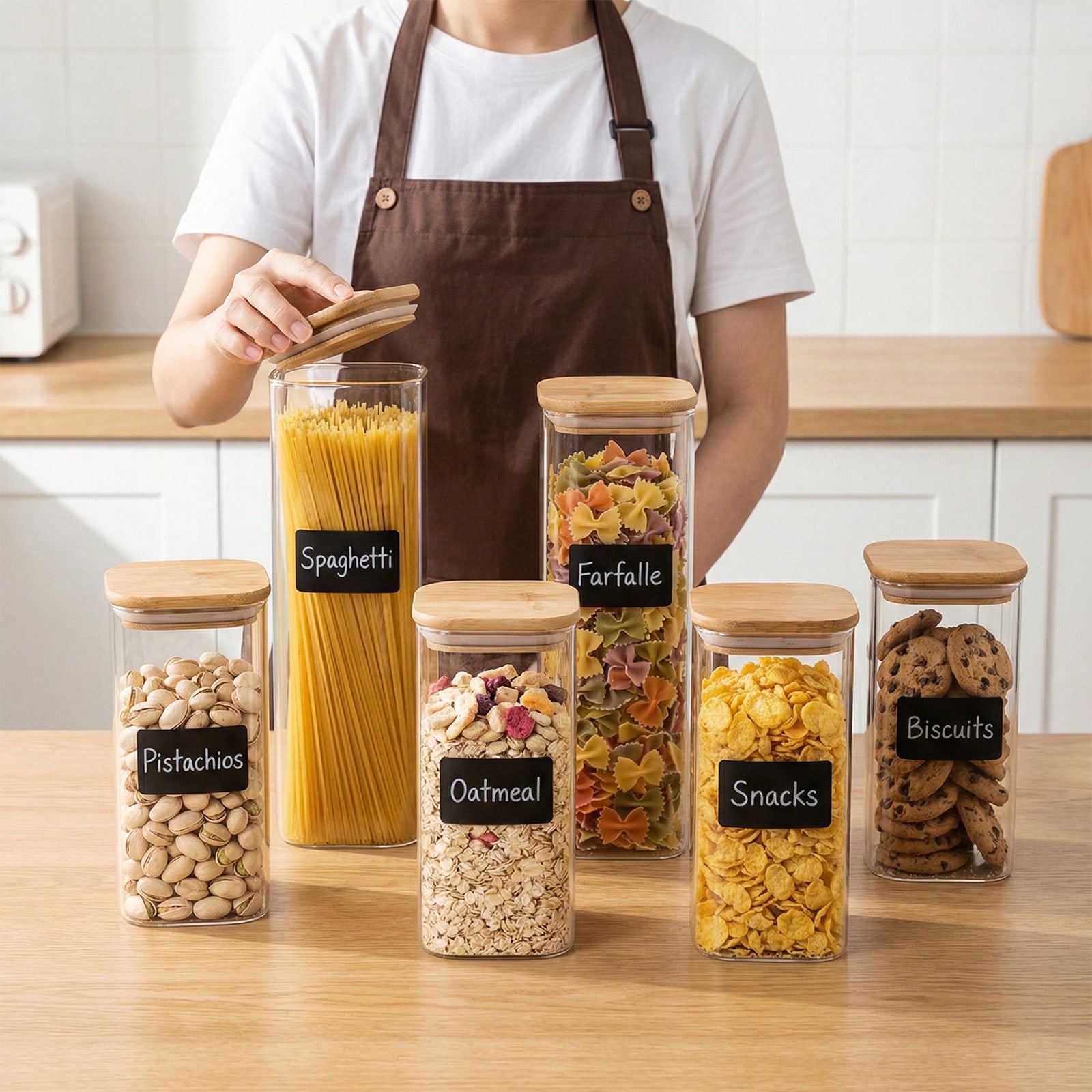 Food Storage With Glass Lids - 6/12 adet cam gıda saklama kabı,