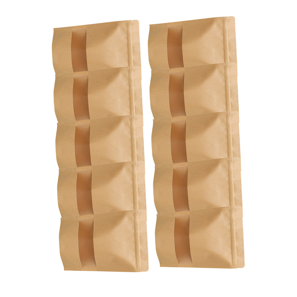Food Storage Zipper Bags - 50 Adet, Çevre Dostu Kraft Kağıttan