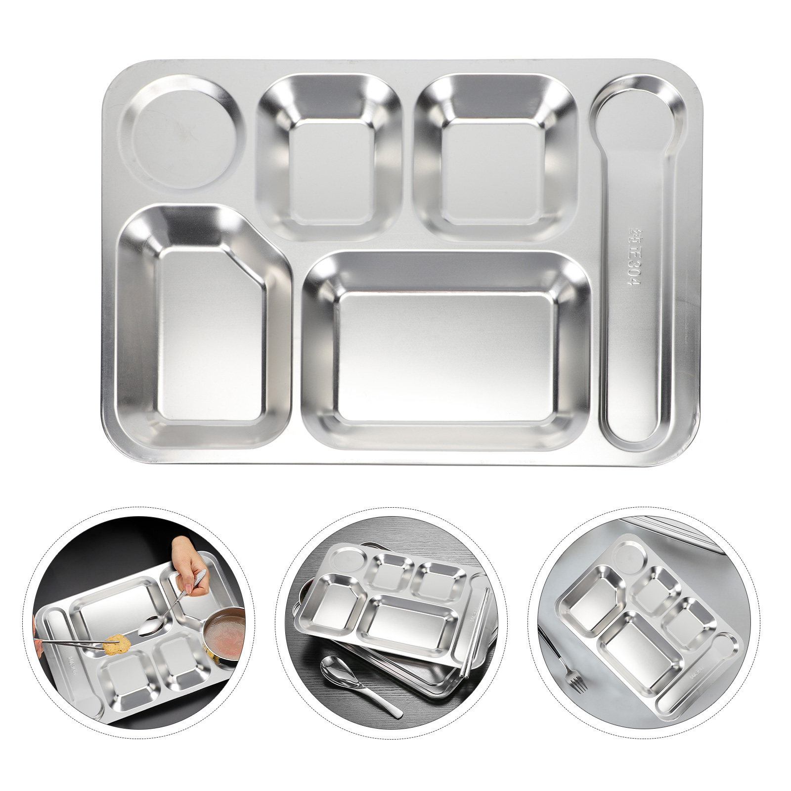 Food Storage Box Stainless Steel - 1 adet Paslanmaz Çelik 6 Bölmeli