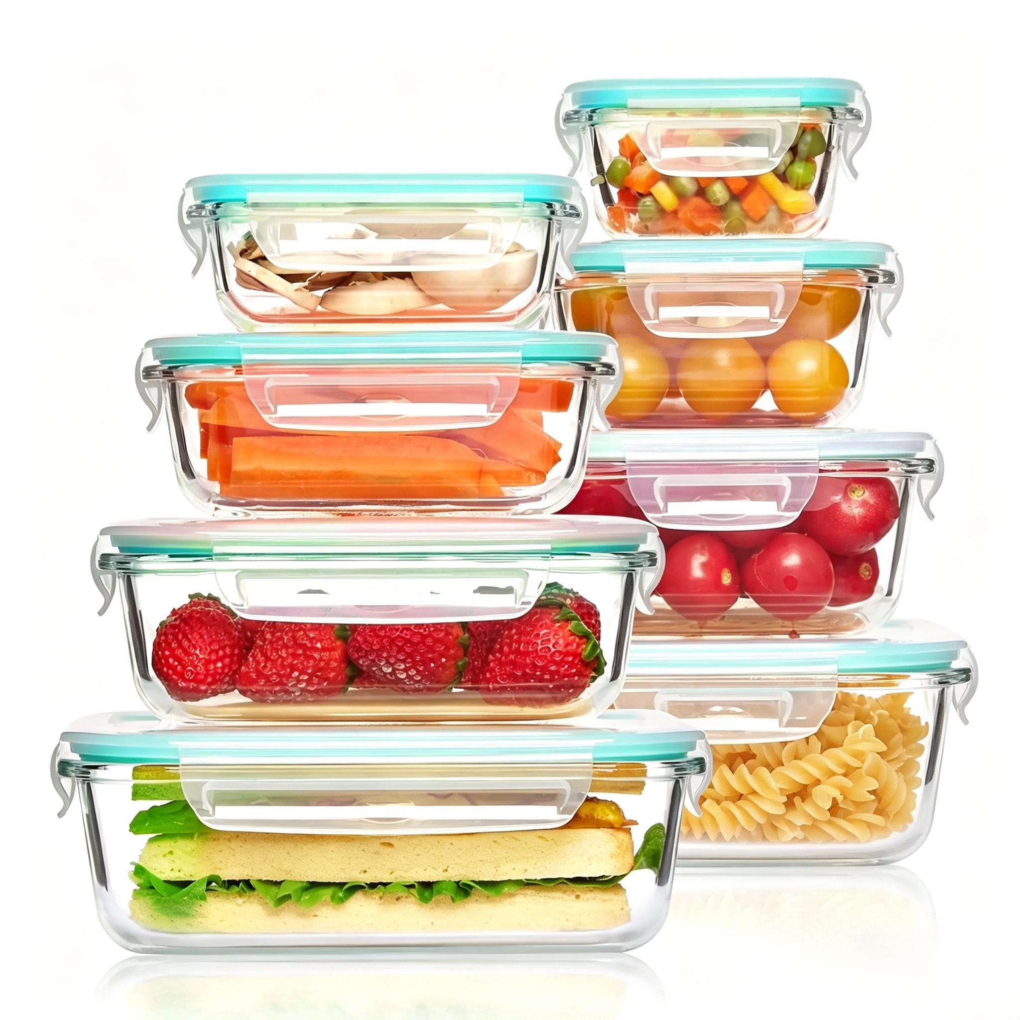 Food Storage With Glass Lids - Taşınabilir Cam Mutfak Yiyecek Saklama Kabı