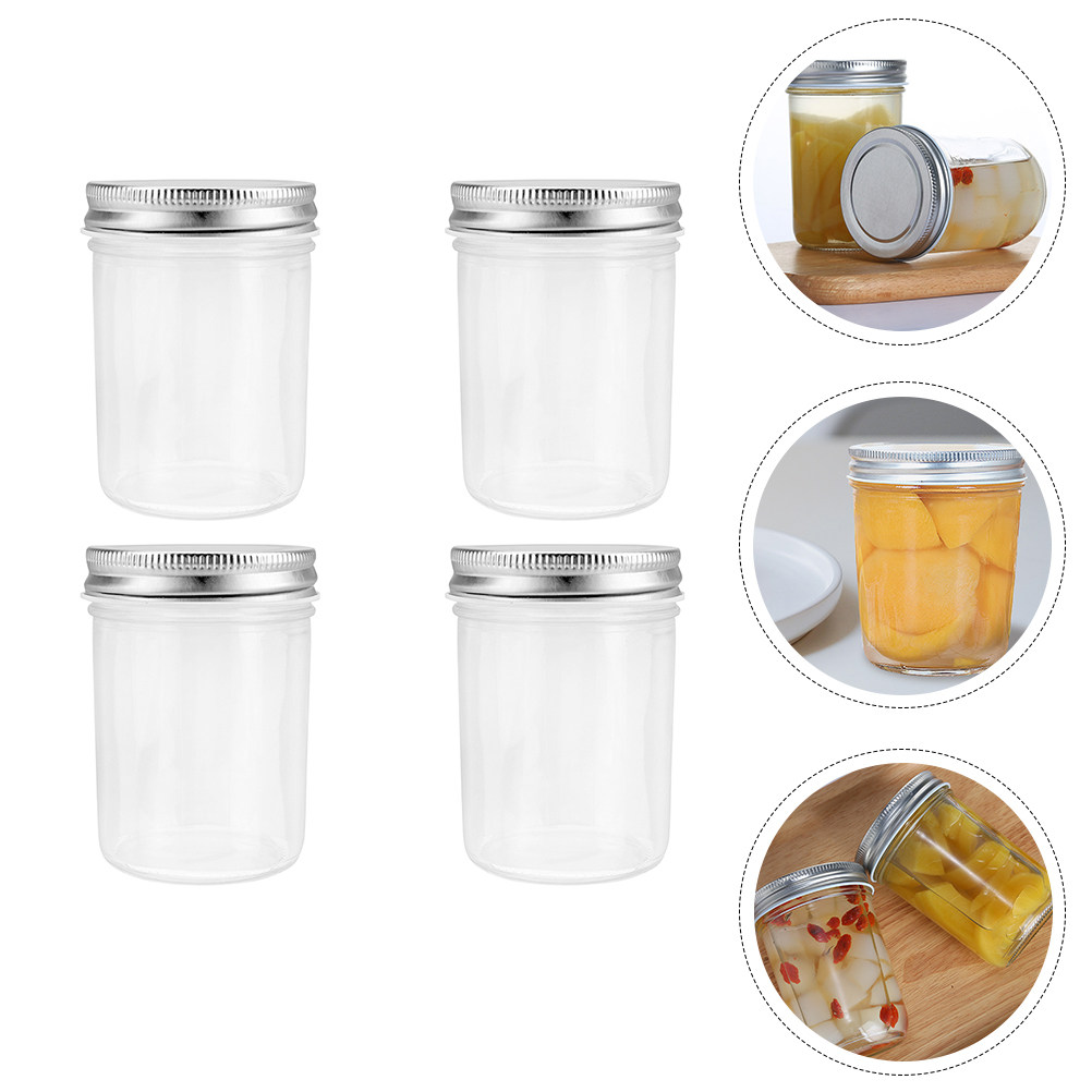 Food Storage Jars Plastic - 4 Adet Reçel Konserve Kavanozları Cam