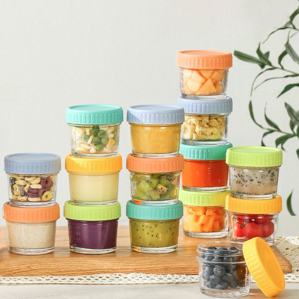 Food Storage With Glass Lids - 6 adet cam bebek maması kavanozu