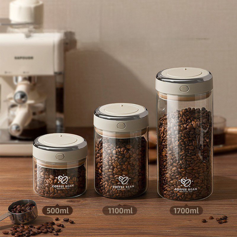 Food Storage Jars & Containers - 500/1100/1700ml Kahve Çekirdekleri Vakumlu Kapalı Tank