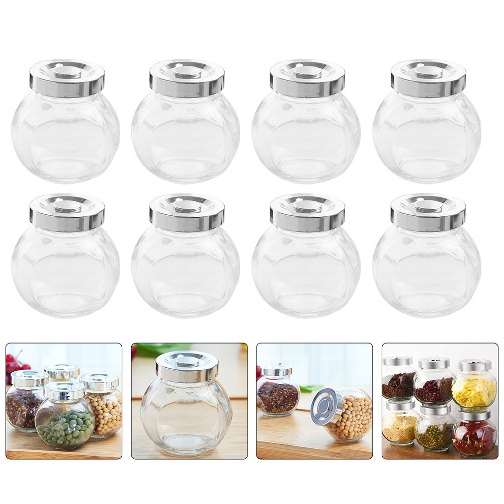 Food Storage Jars & Containers - 8 Adet Hafif Taşınabilir Cam Saklama