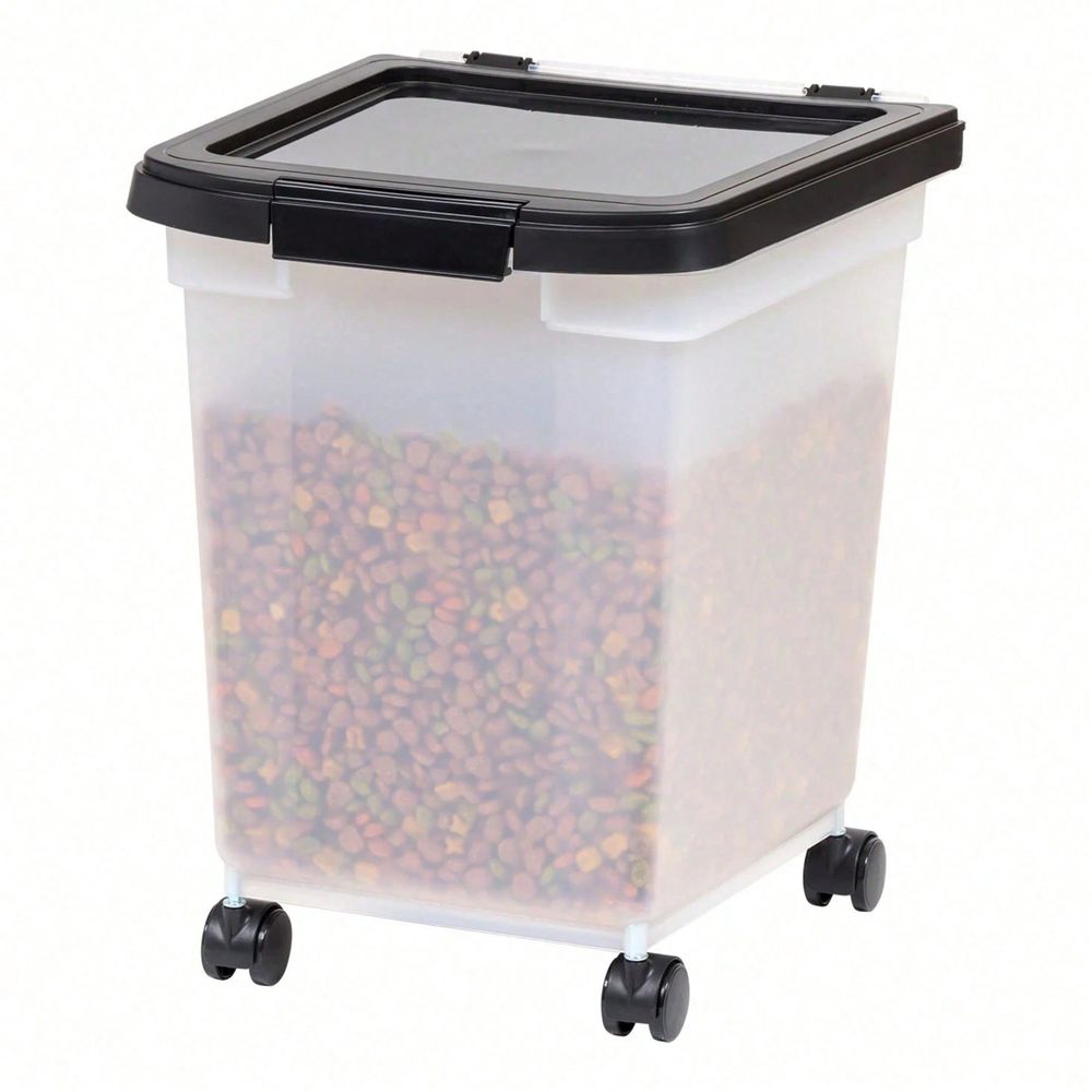 Food Storage Pet - Şeffaf Plastik Tekerlekli ve Kapaklı Saklama