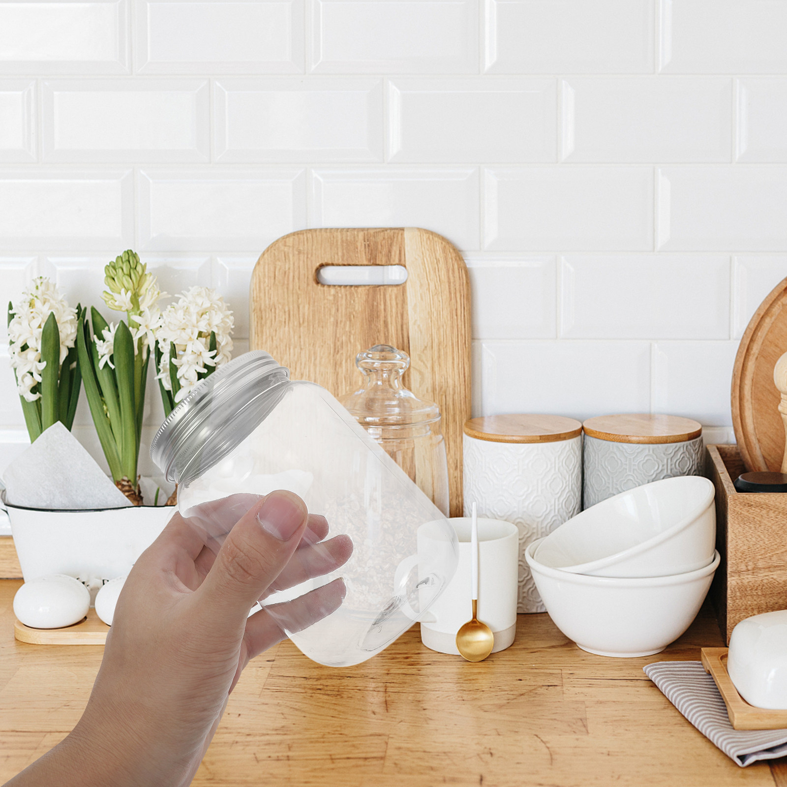 4 adet şeffaf plastik kavanozl - Food Storage Jars Plastic incelemesi ve fiyatı