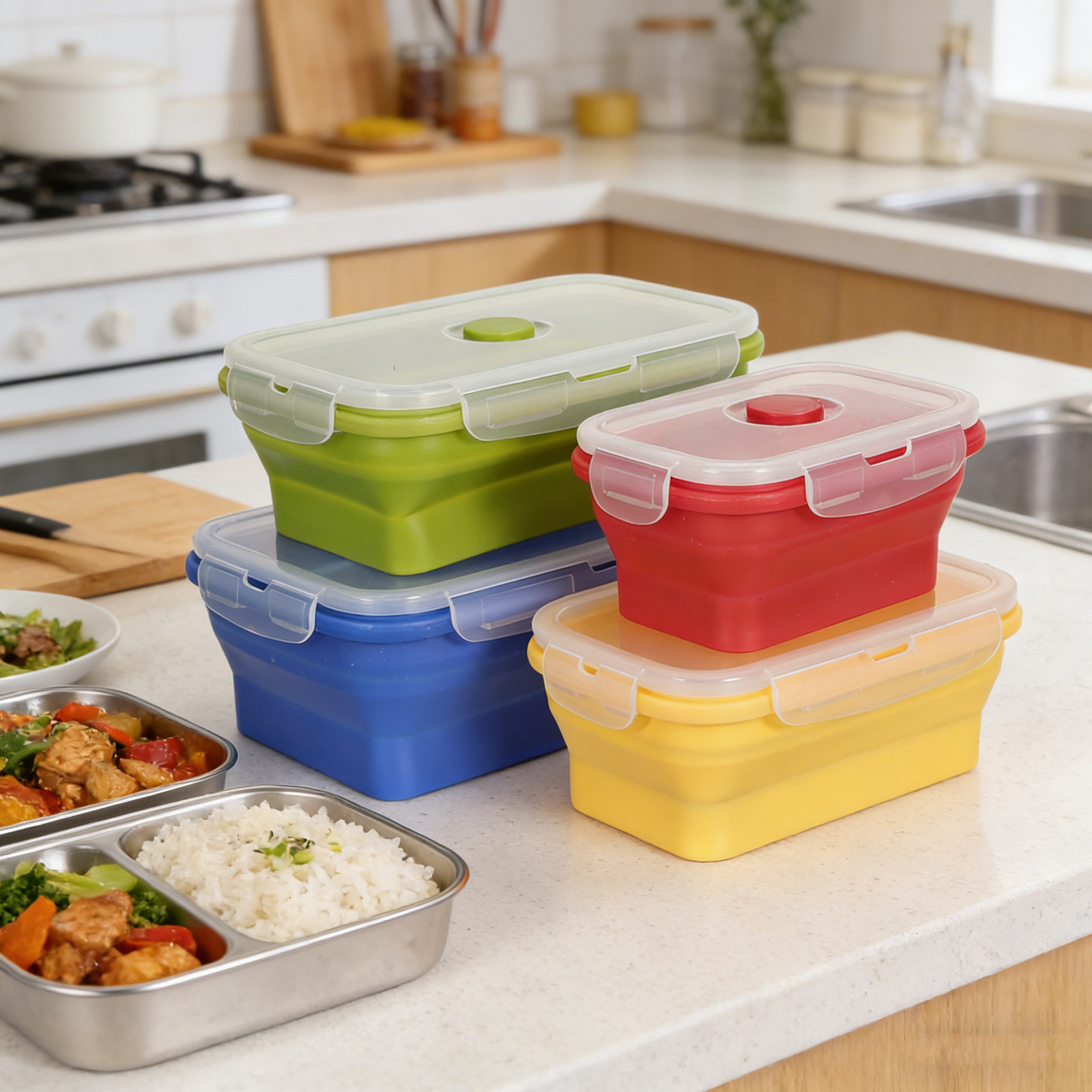 4 Adet Katlanabilir Silikon Ye - Food Storage Home incelemesi ve fiyatı
