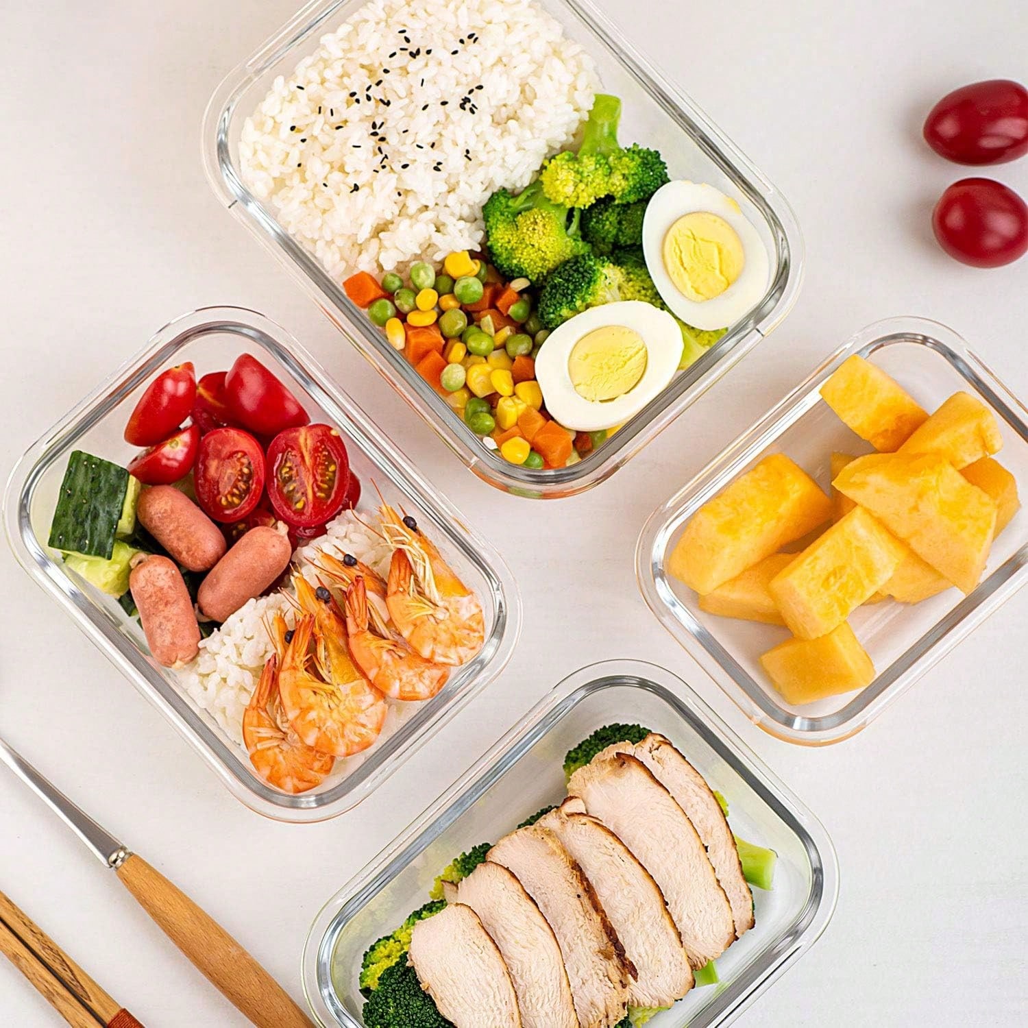 10'lu Paket Cam Yemek Hazırlık - Food Storage With Glass Lids incelemesi ve fiyatı